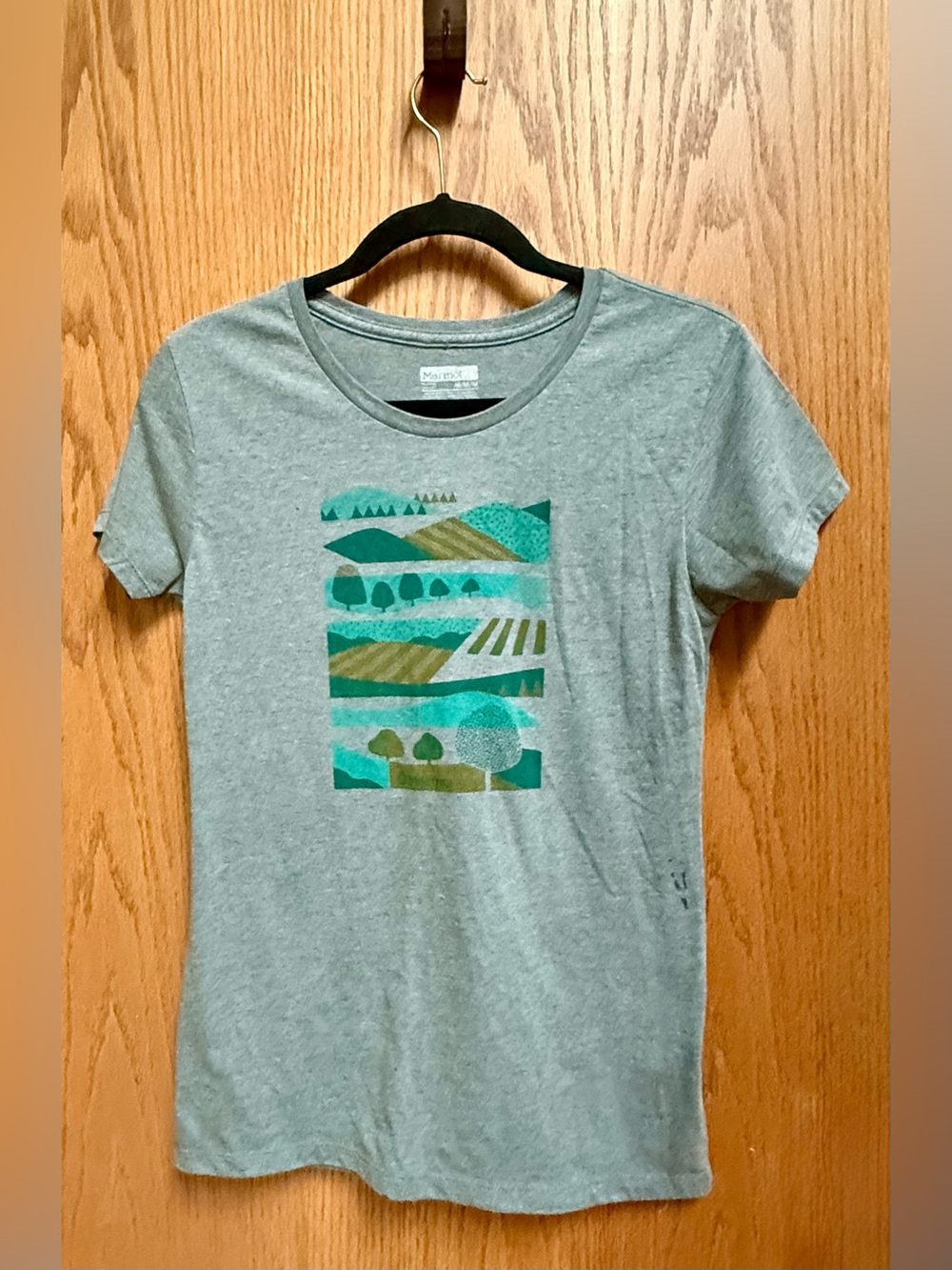Marmot Heather Gray Crewneck Tee with Printed Logo